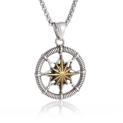Colier Wiccan Pandantiv păgân pentru bărbați și femei Oțel inoxidabil placat cu argint Pentagramă Nordic Viking Raven Colier mistic