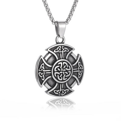Colier Wiccan Pandantiv păgân pentru bărbați și femei Oțel inoxidabil placat cu argint Pentagramă Nordic Viking Raven Colier mistic