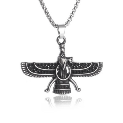 Colier Wiccan Pandantiv păgân pentru bărbați și femei Oțel inoxidabil placat cu argint Pentagramă Nordic Viking Raven Colier mistic