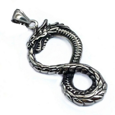 Punk-norra viikingi draakoni kaelakeed meeste kullavärvi roostevabast terasest lõpmatuse sümboliga ripats Vintage Ouroborose amulett ehted kingitused