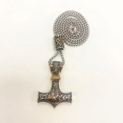 Vintage Viking Thor's Hammer κρεμαστό κόσμημα Son of Odin Thor Weapon κολιέ για άνδρες Γυναικείες Σκανδιναβικές κελτικές παγανιστικές στολές Δώρο