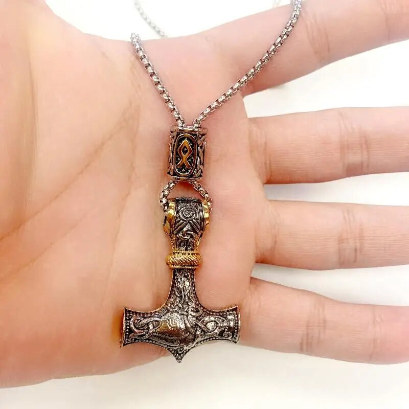 Vintage Viking Thor's Hammer κρεμαστό κόσμημα Son of Odin Thor Weapon κολιέ για άνδρες Γυναικείες Σκανδιναβικές κελτικές παγανιστικές στολές Δώρο