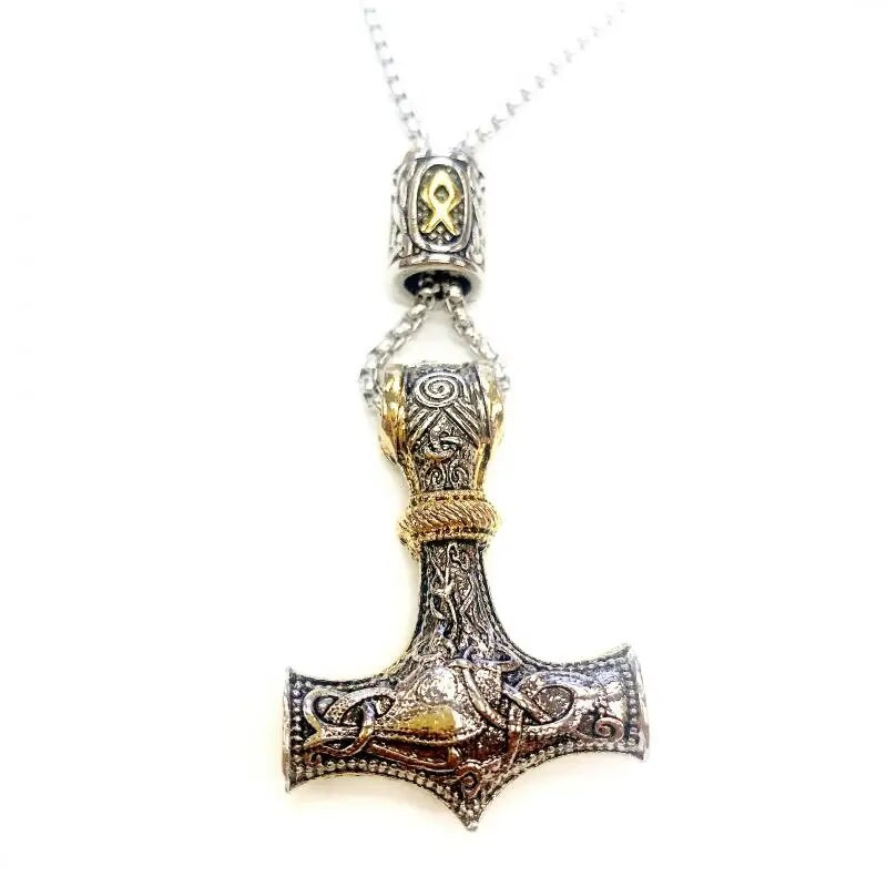 Vintage Viking Thor's Hammer κρεμαστό κόσμημα Son of Odin Thor Weapon κολιέ για άνδρες Γυναικείες Σκανδιναβικές κελτικές παγανιστικές στολές Δώρο