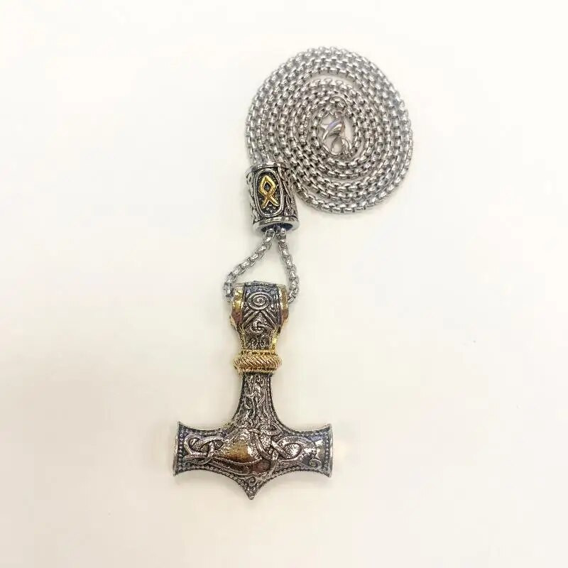Vintage Viking Thor's Hammer κρεμαστό κόσμημα Son of Odin Thor Weapon κολιέ για άνδρες Γυναικείες Σκανδιναβικές κελτικές παγανιστικές στολές Δώρο