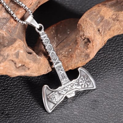 Colier Vintage Viking Tomahawk Nordic Aegishjalmur Valknut Amulet Pandantiv pentru bărbați vikingi Charm Bijuterii Cadou