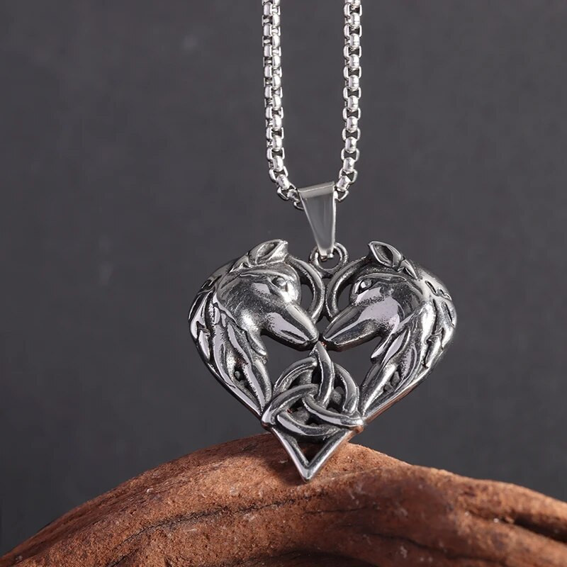Vintage Vikingi roostevabast terasest topelt hundipea südamega kaelakee meestele naistele keldi sõlm Iiri paari ripatsiga õnnelik ehe