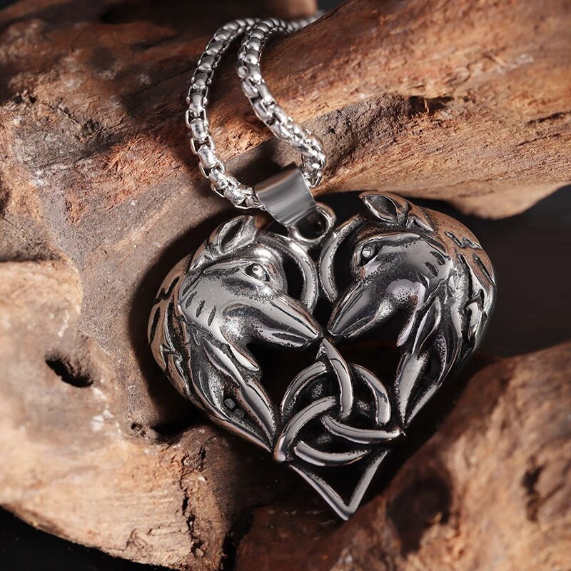 Vintage Vikingi roostevabast terasest topelt hundipea südamega kaelakee meestele naistele keldi sõlm Iiri paari ripatsiga õnnelik ehe