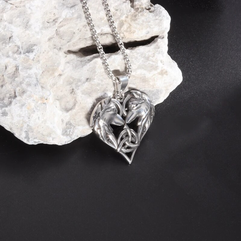Vintage Vikingi roostevabast terasest topelt hundipea südamega kaelakee meestele naistele keldi sõlm Iiri paari ripatsiga õnnelik ehe