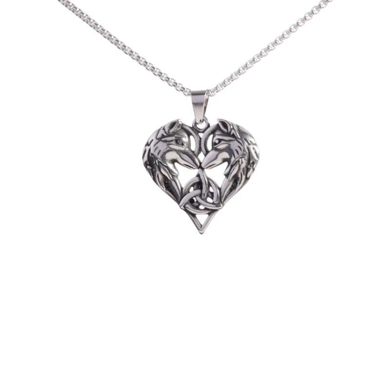 Vintage Vikingi roostevabast terasest topelt hundipea südamega kaelakee meestele naistele keldi sõlm Iiri paari ripatsiga õnnelik ehe