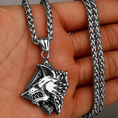 Viking Vintage Wolf Head ripats kaelakee Skandinaavia roostevabast terasest kaelakee meeste amulett ehteid kingitus