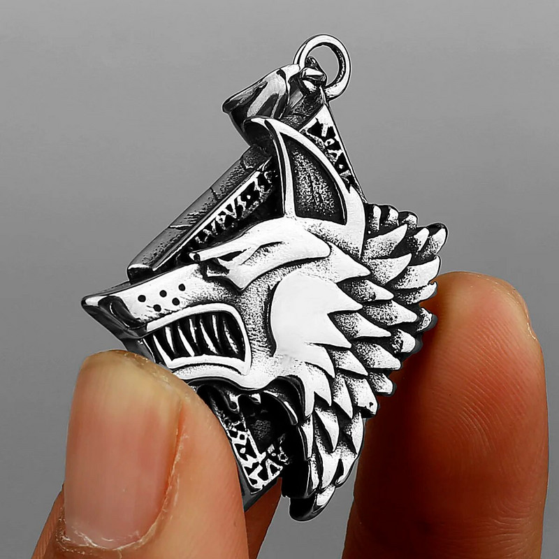 Viking Vintage Wolf Head ripats kaelakee Skandinaavia roostevabast terasest kaelakee meeste amulett ehteid kingitus