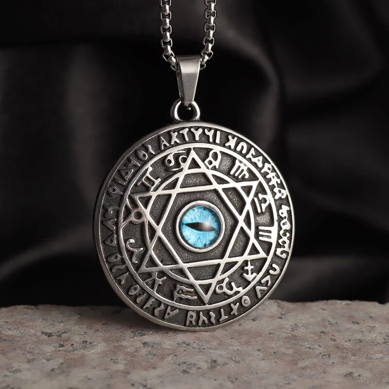 Retro Devil`s Ghost Eye Seitse peaingli Saalomoni Kabala pitseri kaelakee meestele Kuueharulise tähega juudi roostevabast terasest ehted