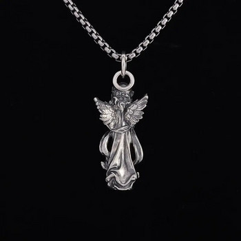 Античен сребърен цвят молещи се ръце Крила на ангел пазител Защита с висулка Колие за мъже и жени Религиозни бижута Подаръци