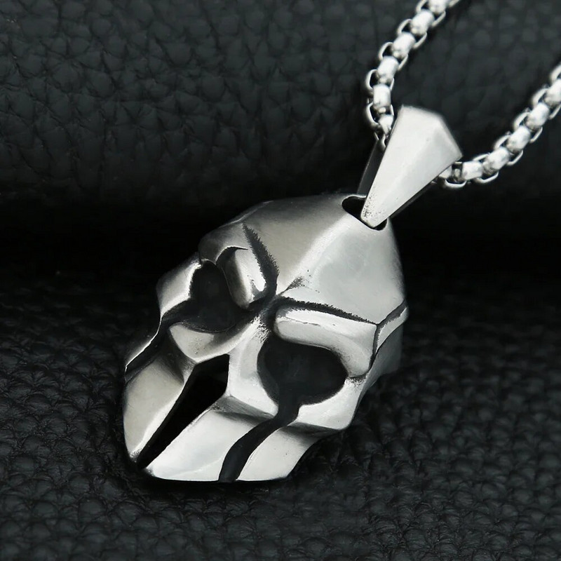 Vintage Spartan Soldier κολιέ για άντρες Punk από ανοξείδωτο ατσάλι κρανίο μενταγιόν ποδηλάτη Μοναδικό κοσμήματα φυλαχτό Δώρα Dropshipping