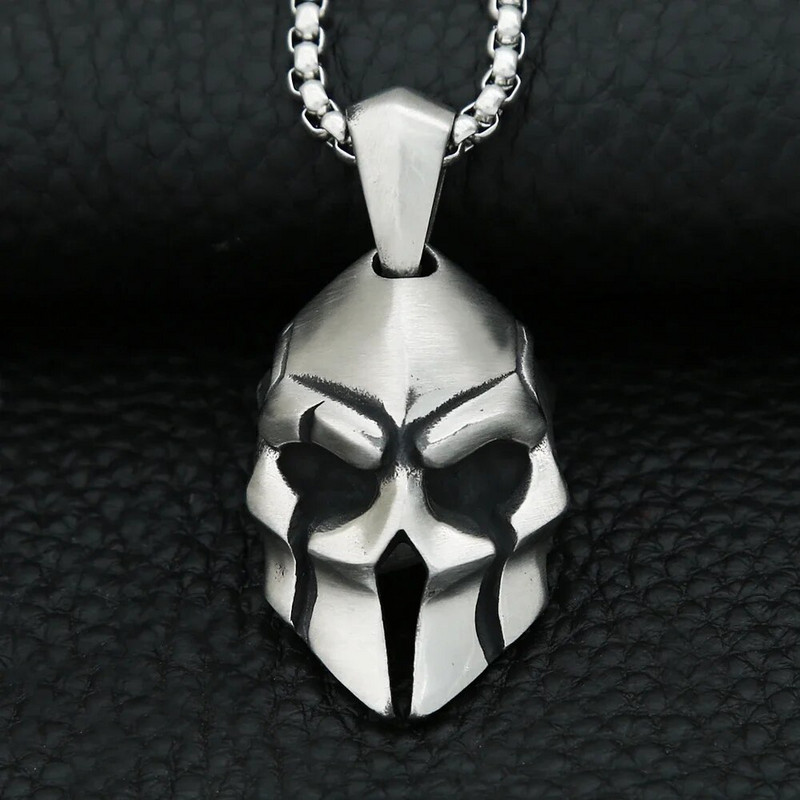 Vintage Spartan Soldier κολιέ για άντρες Punk από ανοξείδωτο ατσάλι κρανίο μενταγιόν ποδηλάτη Μοναδικό κοσμήματα φυλαχτό Δώρα Dropshipping