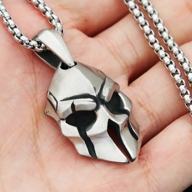 Vintage Spartan Soldier κολιέ για άντρες Punk από ανοξείδωτο ατσάλι κρανίο μενταγιόν ποδηλάτη Μοναδικό κοσμήματα φυλαχτό Δώρα Dropshipping