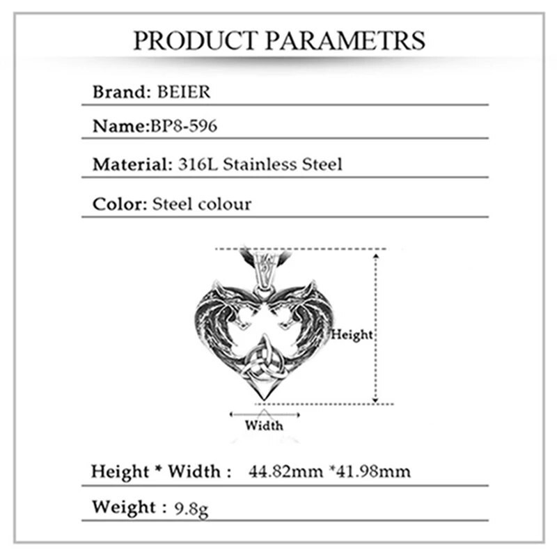 Išskirtinis dviejų vilkų pakabukas iš nerūdijančio plieno vikingų amuletų mėgėjas, gaminantis papuošalus poroms iš širdies