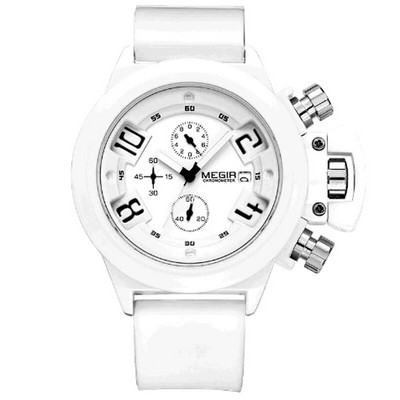 Mood Megir Meeste Silikoonrihm Sport Kvartsist randmekellad Analoogekraaniga kronograaf Must Kell Meestele Kalendriga 2002