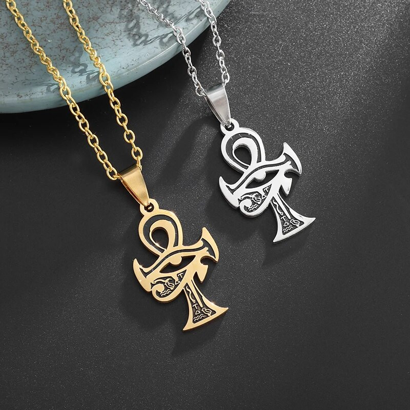 Roostevabast terasest Ankh Cross ripats Eye of Horus kaelakee Vana-Egiptuse jumalate kaitse amuleti ehted meestele ja naistele