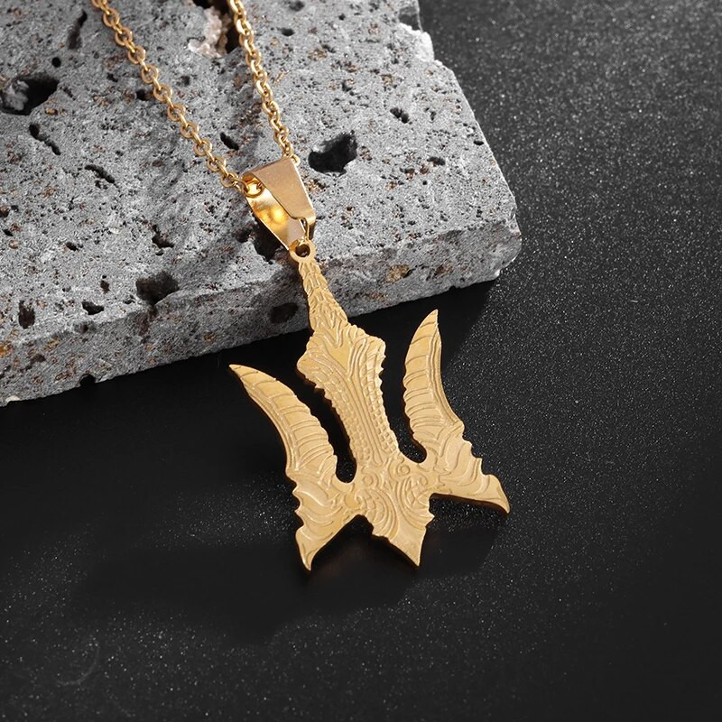 Vyriški pankiški Neptūno trišakiai Giger Falcon Inkariniai karoliai Viking Warrior pakabukas nerūdijančio plieno ženklelio papuošalai