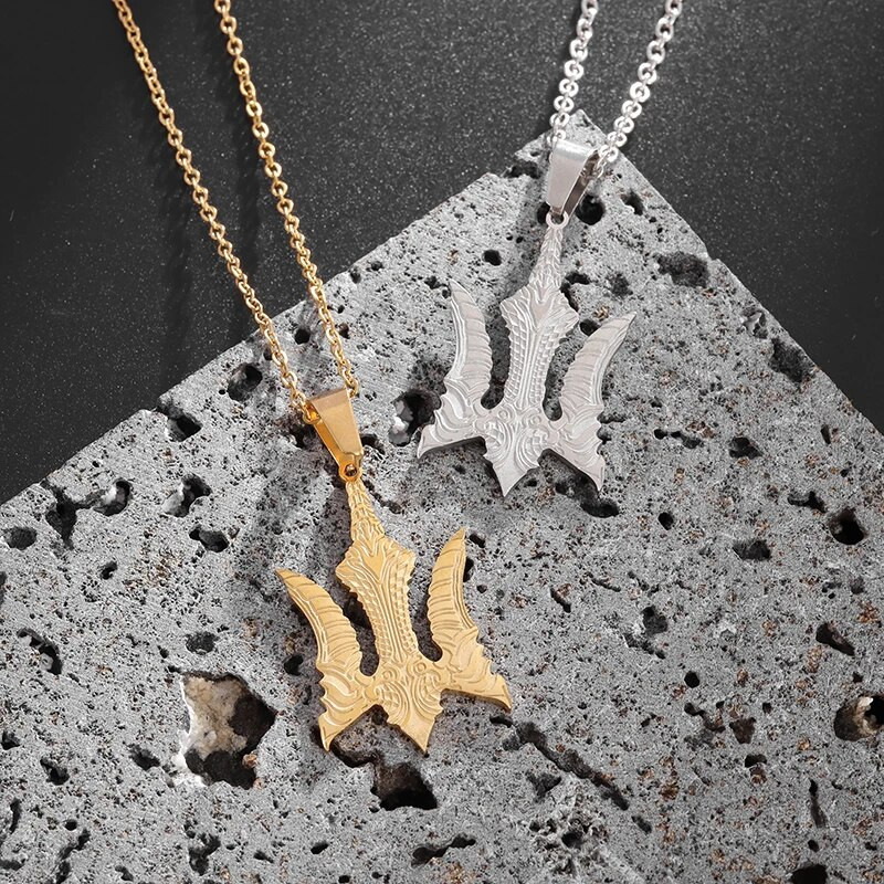 Vyriški pankiški Neptūno trišakiai Giger Falcon Inkariniai karoliai Viking Warrior pakabukas nerūdijančio plieno ženklelio papuošalai