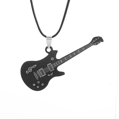 Nerūdijančio plieno tuščiavidurio dizaino gitara Pick Bass Note karoliai vyrams ir moterims, tinkami muzikos mylėtojams, pakabinami roko pankroko papuošalai