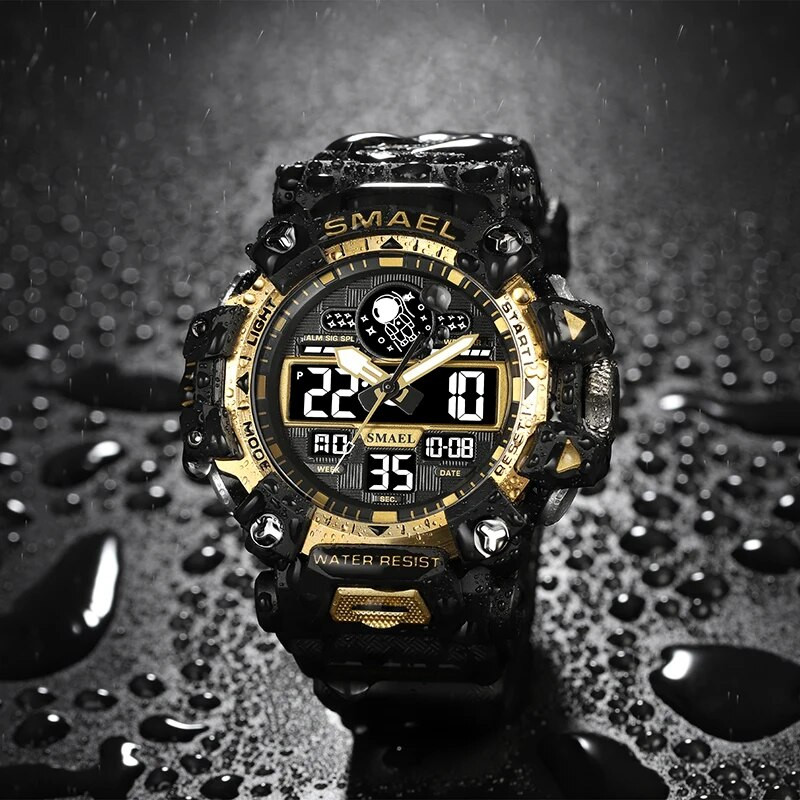 Klasisks zīmola vīriešu sporta pulksteņi ar diviem displejiem, analogie digitālie LED elektroniskie kvarca pulksteņi, ūdensizturīgi peldēšanas militārie pulksteņi