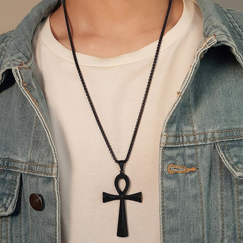 Vnox Religion Αιγυπτιακά Ankh Crucifix Κολιέ από ανοξείδωτο ατσάλι Σύμβολο της ζωής Σταυρός μενταγιόν Δώρα προσευχής Κοσμήματα