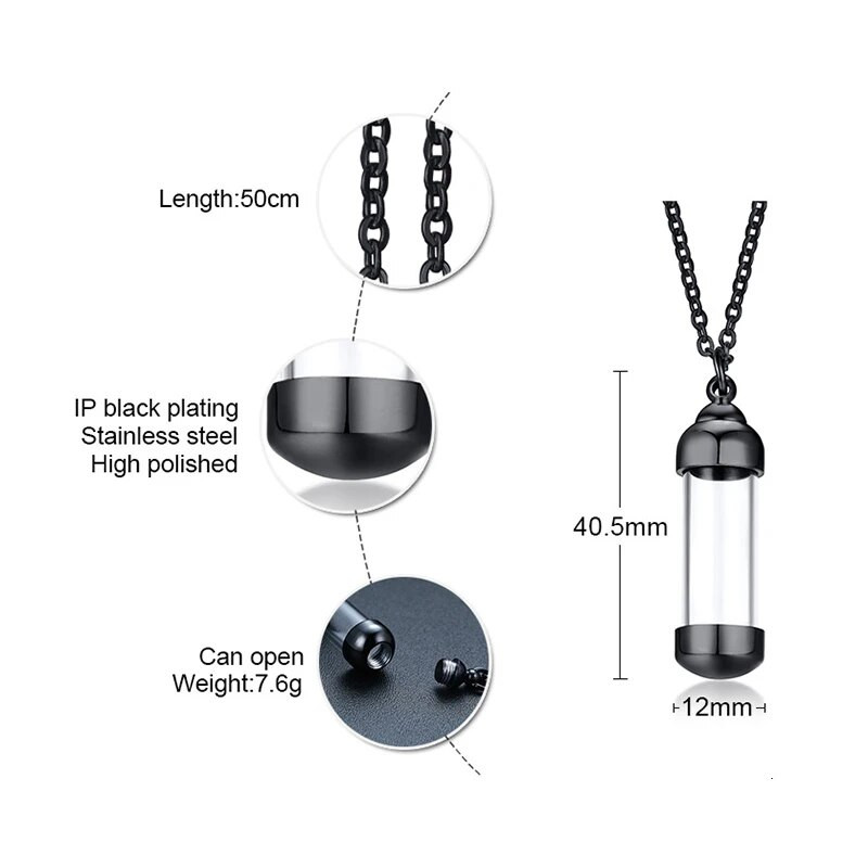 Vnox võib avada õõnestoru kaelakeed naistele meestele urn tuhk tuhastamise mälestusripatsid roostevabast terasest unisex kingitused ehted