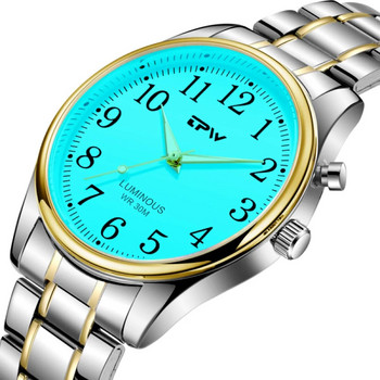 Ρολόι Light Up Dial Full Luminous Face 40mm Easy Reader Steel Strap 3ATM