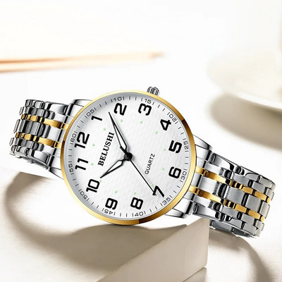 UTHAI H10 eakate käekellad veekindlad, suur number, 41 mm sihverplaat, kerge luksuslik kullast terasest käekell meeste moodne kvarts käekell.