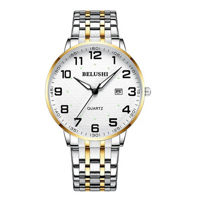 UTHAI H10 eakate käekellad veekindlad, suur number, 41 mm sihverplaat, kerge luksuslik kullast terasest käekell meeste moodne kvarts käekell.