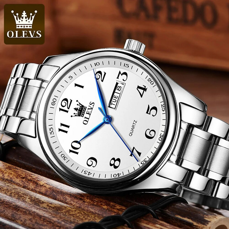 Šveitsi luksusbränd OLEVS meeste kvartskell araabia numbritega roostevabast terasest veekindel kalender Käekell Meestele Kingitused isale