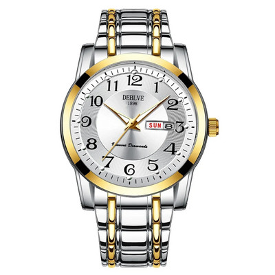 Επώνυμα ανδρικό πολυτελές ρολόι χαλαζία Μάρκα ατσάλι Calendar 30 μέτρα Αδιάβροχο ανδρικό ρολόι Χρυσό ρολόι για Menes Relogio Masculino