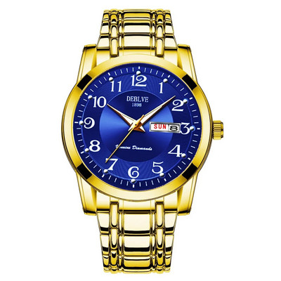 Επώνυμα ανδρικό πολυτελές ρολόι χαλαζία Μάρκα ατσάλι Calendar 30 μέτρα Αδιάβροχο ανδρικό ρολόι Χρυσό ρολόι για Menes Relogio Masculino