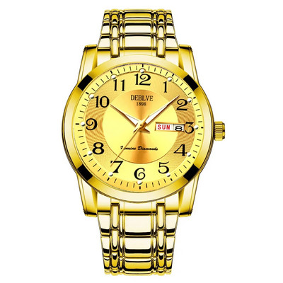 Επώνυμα ανδρικό πολυτελές ρολόι χαλαζία Μάρκα ατσάλι Calendar 30 μέτρα Αδιάβροχο ανδρικό ρολόι Χρυσό ρολόι για Menes Relogio Masculino