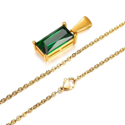 Baguette CZ ripatsiga kaelakee meestele, naistele, kristallist ristkülikukujuline ripats, kuubiktsirkoonist kaunid kullatud kaelakeed