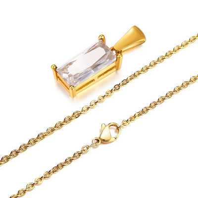 Baguette CZ ripatsiga kaelakee meestele, naistele, kristallist ristkülikukujuline ripats, kuubiktsirkoonist kaunid kullatud kaelakeed