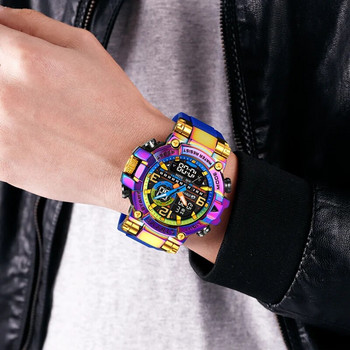 Нов часовник STRYVE за мъже, висококачествен цифрово-аналогов двоен механизъм 5ATM Водоустойчиви часовници Моден спортен мъжки часовник 8025