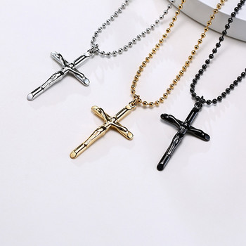 Κολιέ με κρεμαστό σταυρό Jesus Crucifix για άντρες από ανοξείδωτο ατσάλι Κομψό καθημερινό ανδρικό κόσμημα