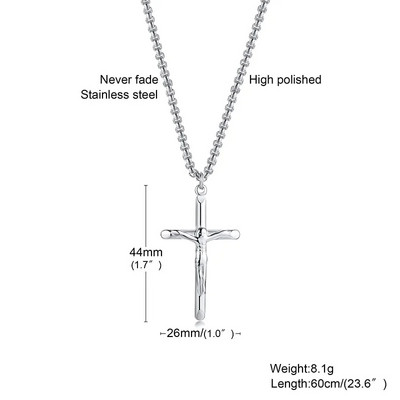 Jeesuse risti ripatsiga kaelakee meestele, roostevabast terasest peen igapäevane tänavastiilis meeste ehted