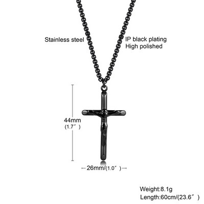 Jeesuse risti ripatsiga kaelakee meestele, roostevabast terasest peen igapäevane tänavastiilis meeste ehted
