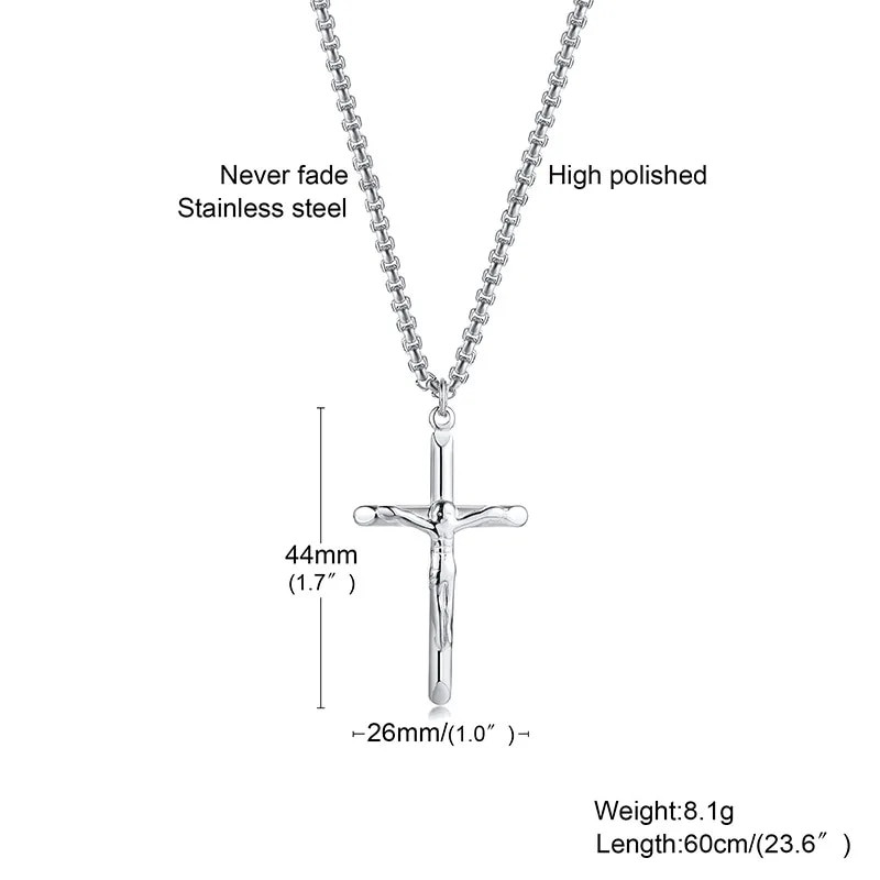 Jeesuse risti ripatsiga kaelakee meestele, roostevabast terasest peen igapäevane tänavastiilis meeste ehted