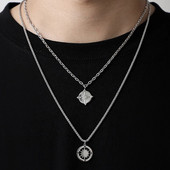 Lahe kahekihiline meeste täht mündiripatsiga kaelakee Tänava ümmargune roostevabast terasest meeste kaelakett Hiphop Thing moeehted