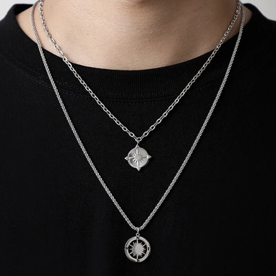 Lahe kahekihiline meeste täht mündiripatsiga kaelakee Tänava ümmargune roostevabast terasest meeste kaelakett Hiphop Thing moeehted