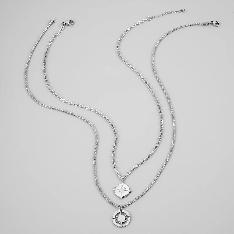 Lahe kahekihiline meeste täht mündiripatsiga kaelakee Tänava ümmargune roostevabast terasest meeste kaelakett Hiphop Thing moeehted