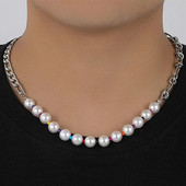 Μοντάζ Hiphop Ανδρικό μαργαριτάρι κολιέ πανκ από ανοξείδωτο ατσάλι πολύχρωμο κοντό τσόκερ για ανδρική αλυσίδα κλείδας μόδα κοσμήματα