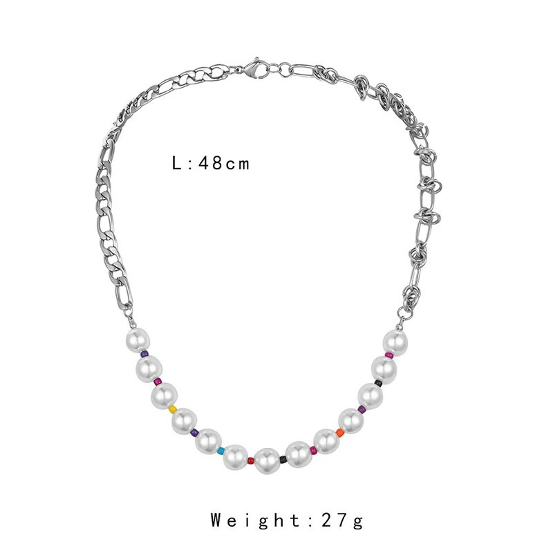 Μοντάζ Hiphop Ανδρικό μαργαριτάρι κολιέ πανκ από ανοξείδωτο ατσάλι πολύχρωμο κοντό τσόκερ για ανδρική αλυσίδα κλείδας μόδα κοσμήματα