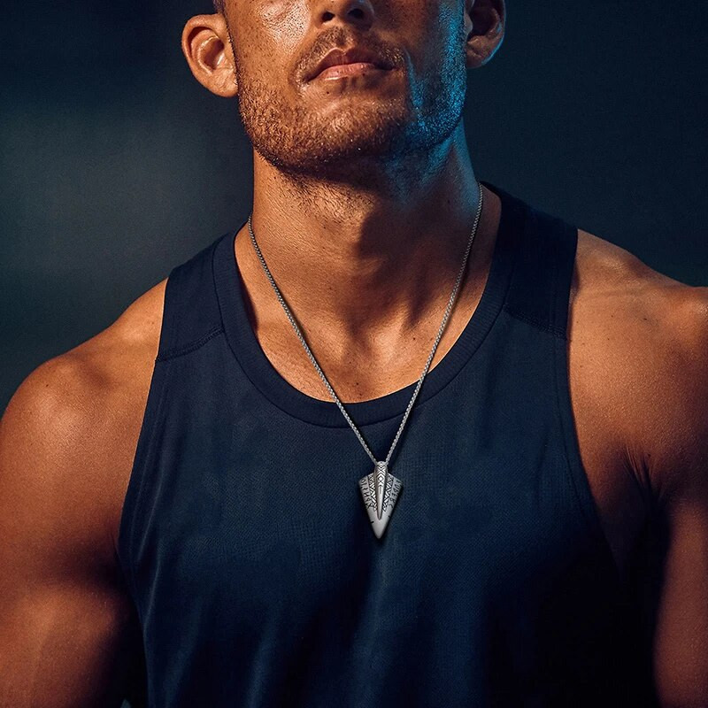 Punk Men Retro Viking Rune Noolepea Ripats Kaelakee Vintage roostevabast terasest Hiphop kaelakett meestele Lahedad moeehted