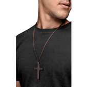 Crucifix din lemn pentru bărbați, pandantiv pe colier cu șnur